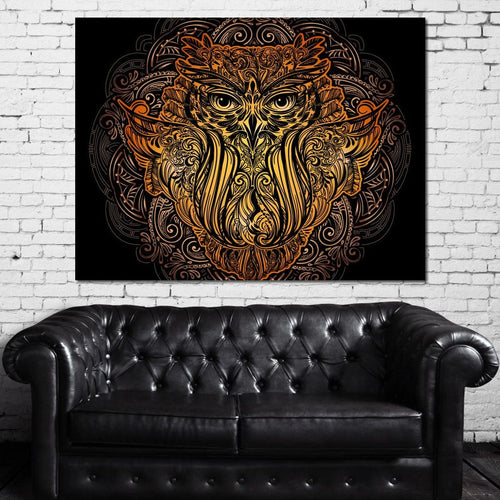Golden Owl Canvas Wall Art