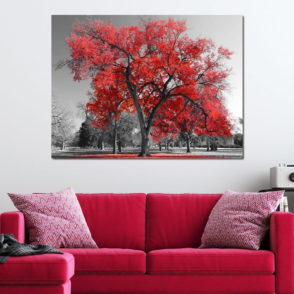 Big Red Tree Canvas Wall Art