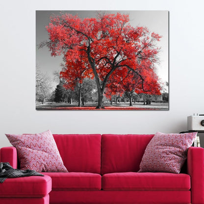 Big Red Tree Canvas Wall Art