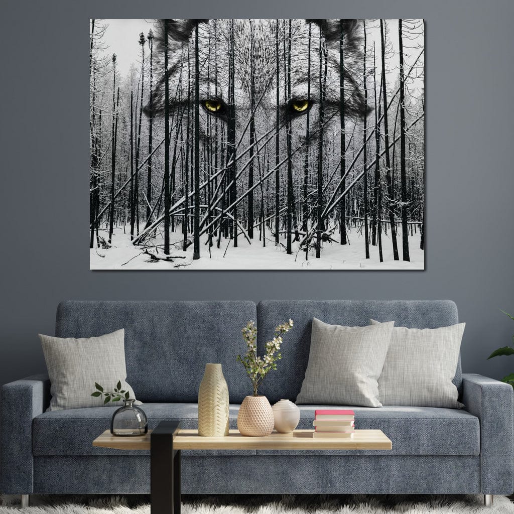 Wolf Winter Woods Canvas Wall Art