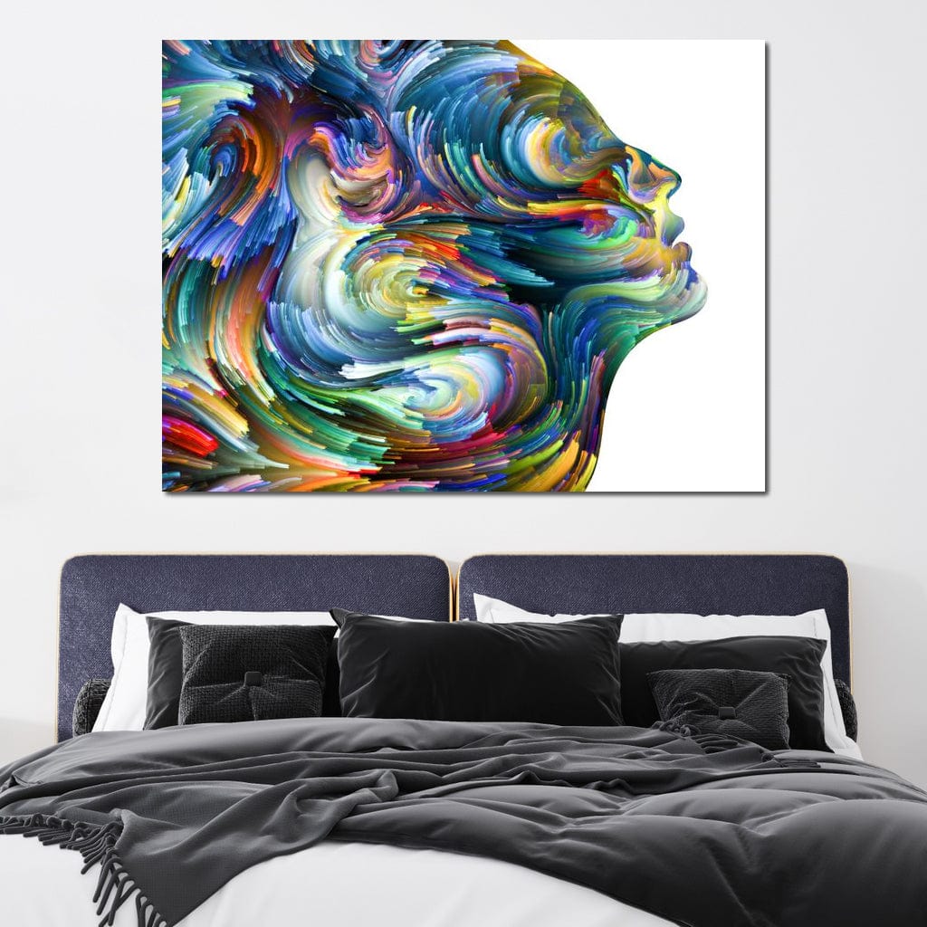 Colored Visage Profile Canvas Wall Art