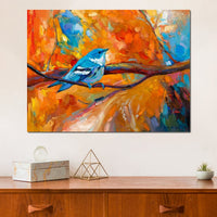 Blue Cerulean Warbler Bird Canvas Wall Art