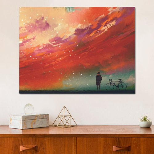 Admiring The Red Clouds Canvas Wall Art