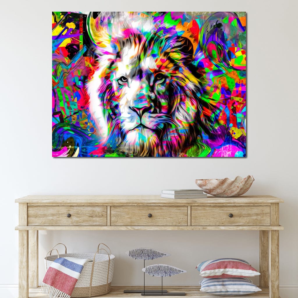 Psychedelic Lion Canvas Wall Art