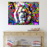 Psychedelic Lion Canvas Wall Art