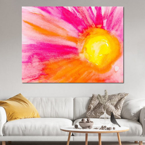 Pink & Orange Watercolor Flower Canvas Wall Art