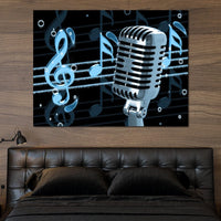 Vintage Microphone & Blue Notes Canvas Wall Art