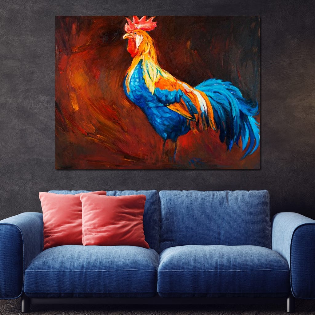 Blue Rooster Canvas Wall Art