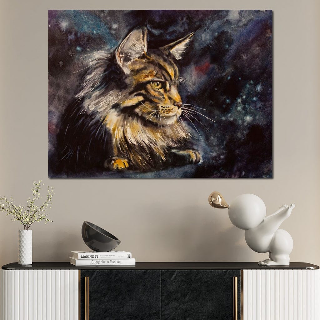 Night Cat Canvas Wall Art