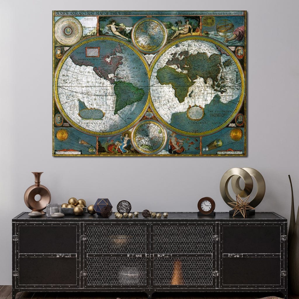Ancient Historical Map of the World Canvas Wall Art