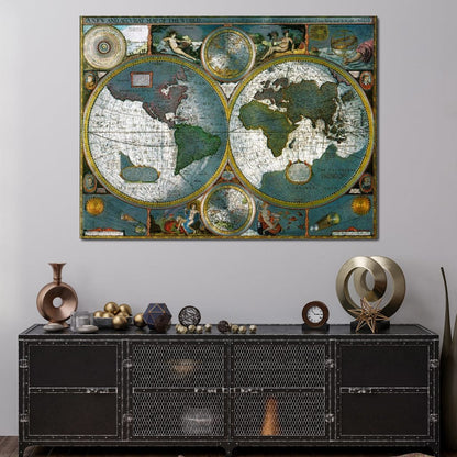 Ancient Historical Map of the World Canvas Wall Art