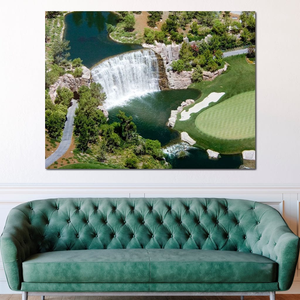 Waterfall on Golf Course Canvas Wall Art