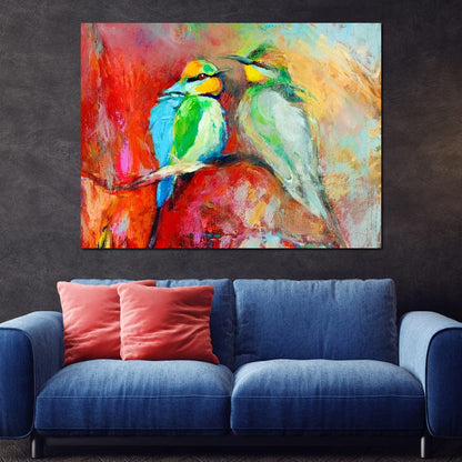 Blue-Tailed Birds Canvas Wall Art