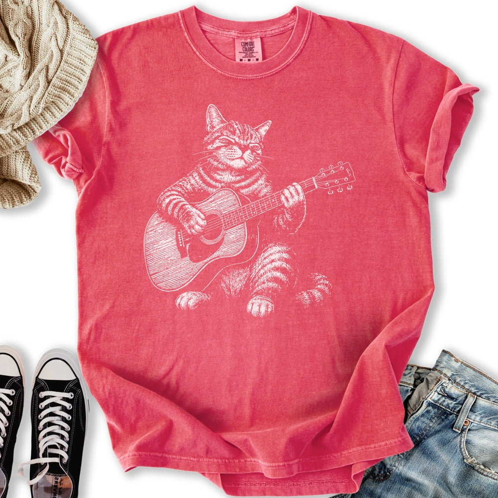 Acoustic Guitar Cat Relaxed Tee