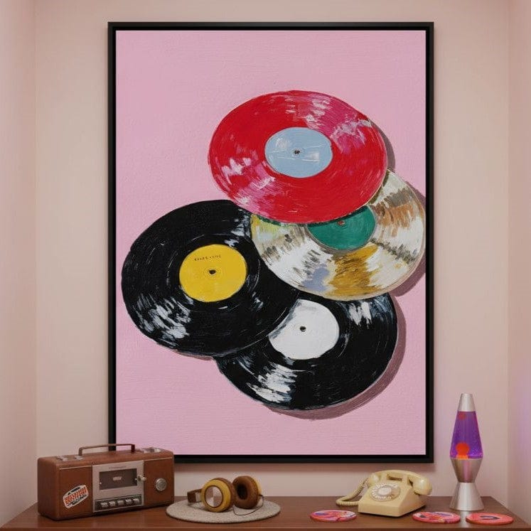 Retro Vinyl Record Pop Splash Canvas Wall Art