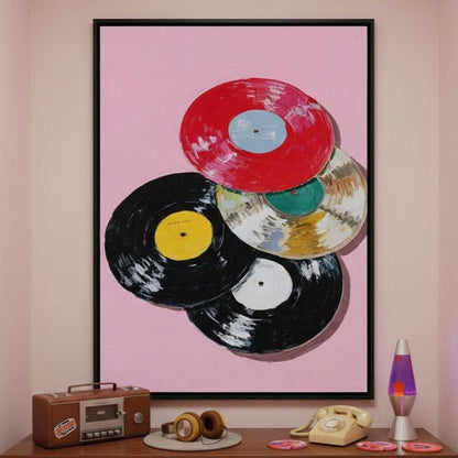 Retro Vinyl Record Pop Splash Canvas Wall Art