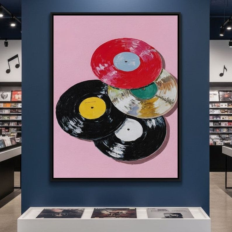 Retro Vinyl Record Pop Splash Canvas Wall Art
