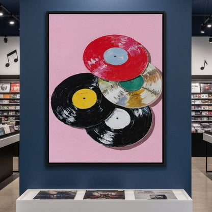 Retro Vinyl Record Pop Splash Canvas Wall Art
