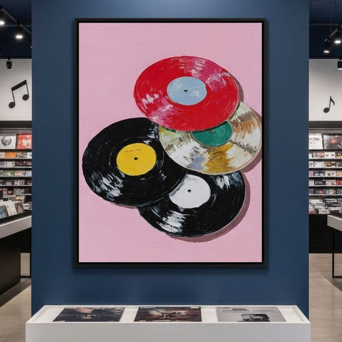 Retro Vinyl Record Pop Splash Canvas Wall Art