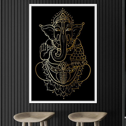 Golden Ganesha Canvas Wall Art