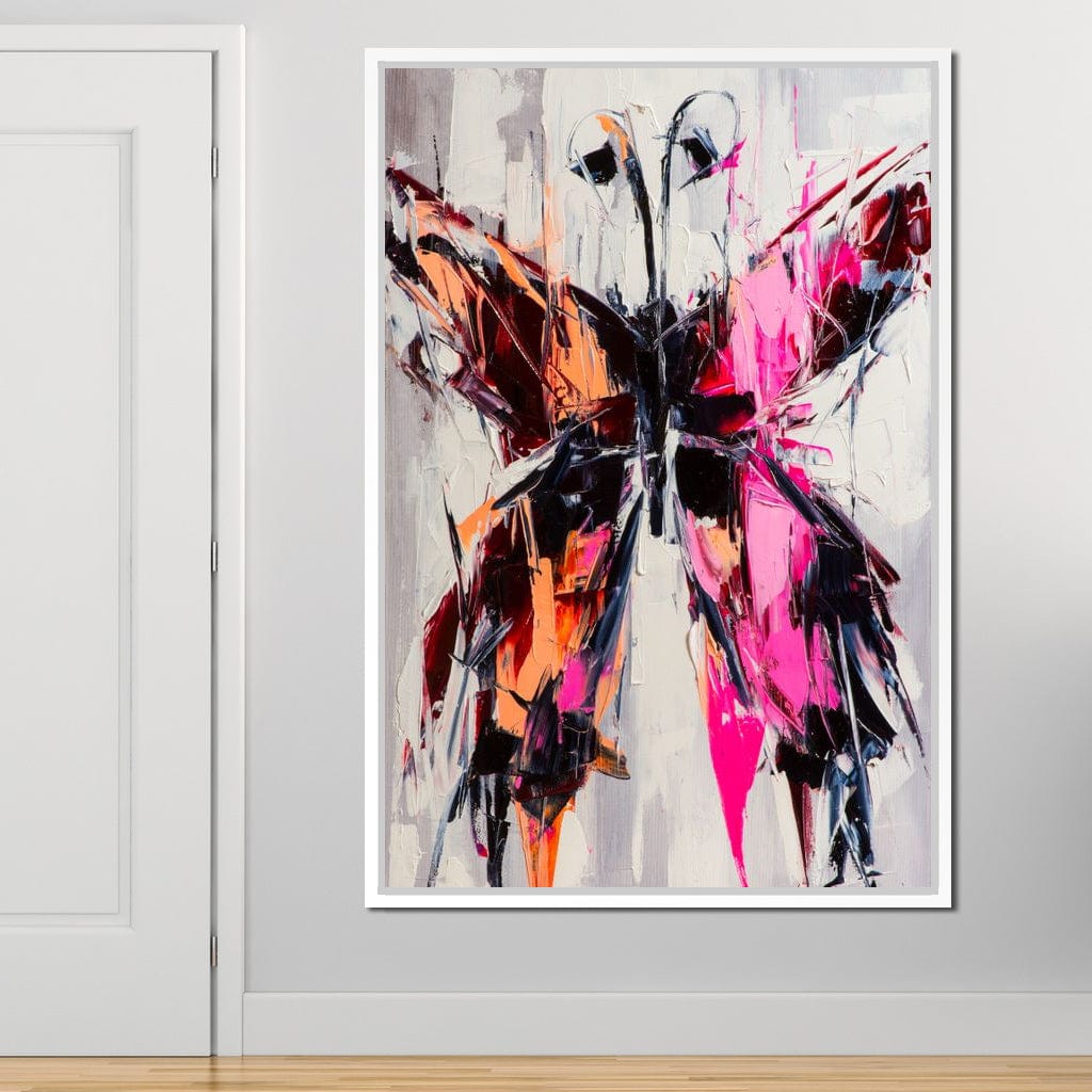 Orange & Pink Butterfly Canvas Wall Art