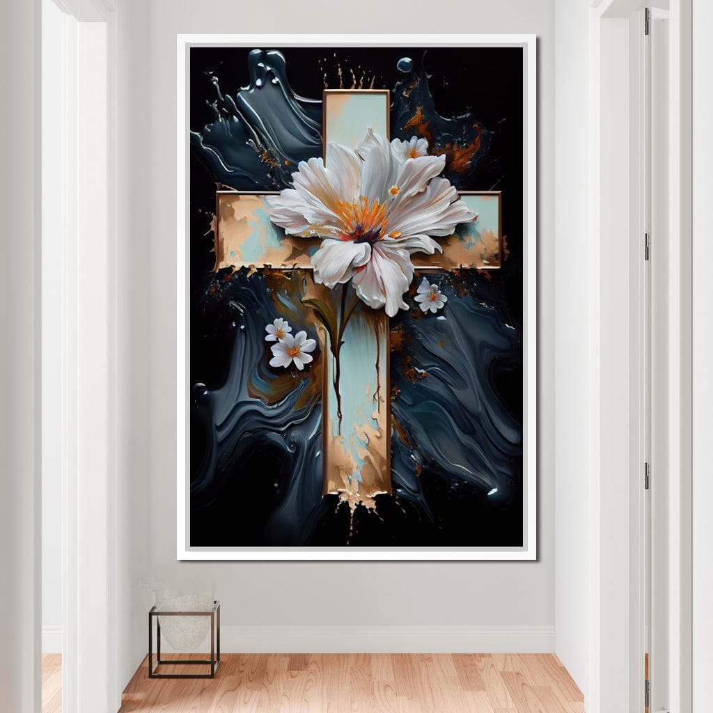 Floral Cross 02 Canvas Wall Art