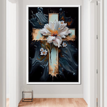 Floral Cross 02 Canvas Wall Art