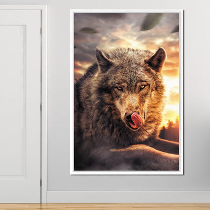 Wolf Sunset Canvas Wall Art