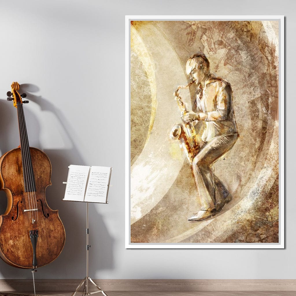 Playing the Saxophone Canvas Wall Art