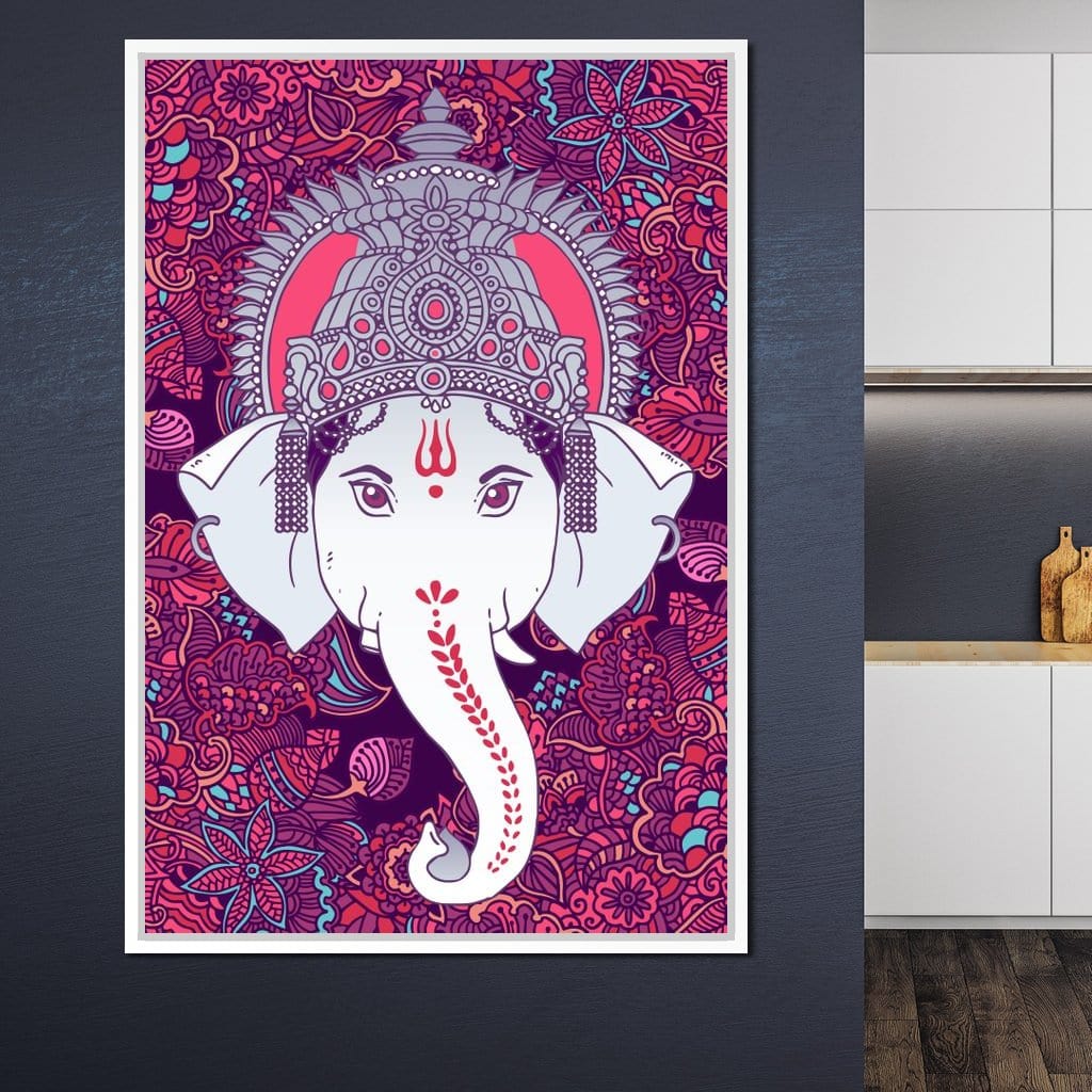 Hindu Lord Ganesha in Pink Canvas Wall Art