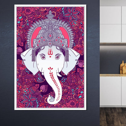 Hindu Lord Ganesha in Pink Canvas Wall Art