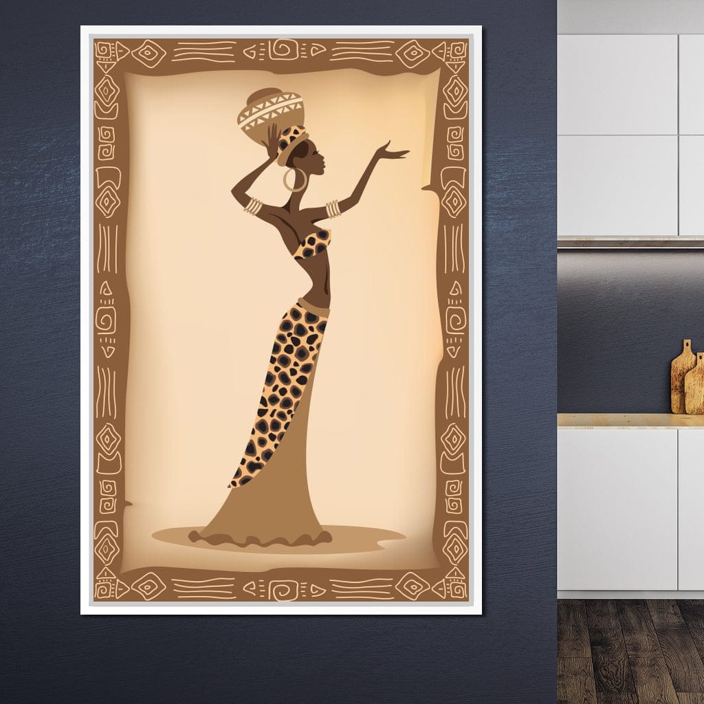 Traditional African Woman With Leopard Dress Canvas Wall Art