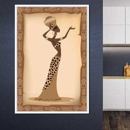 Traditional African Woman With Leopard Dress Canvas Wall Art