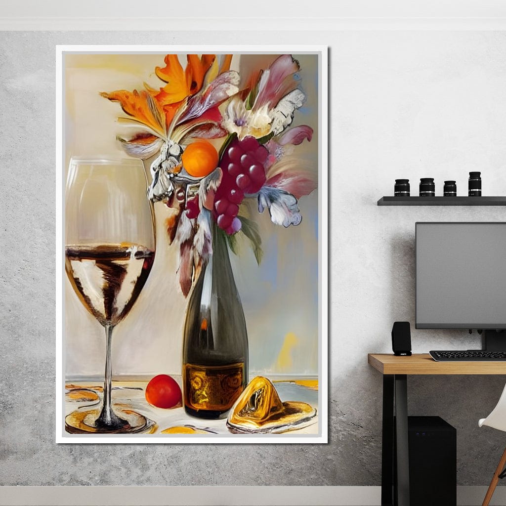 Abstract Wine & Flowers 05 Canvas Wall Art