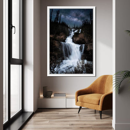 Milky Way Waterfall Canvas Wall Art