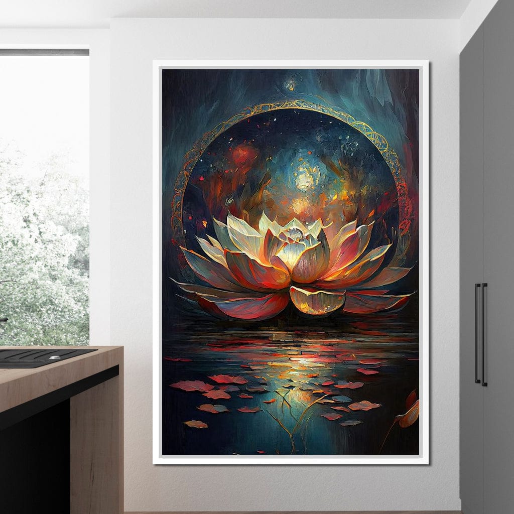 Midnight Lotus Flower Canvas Wall Art