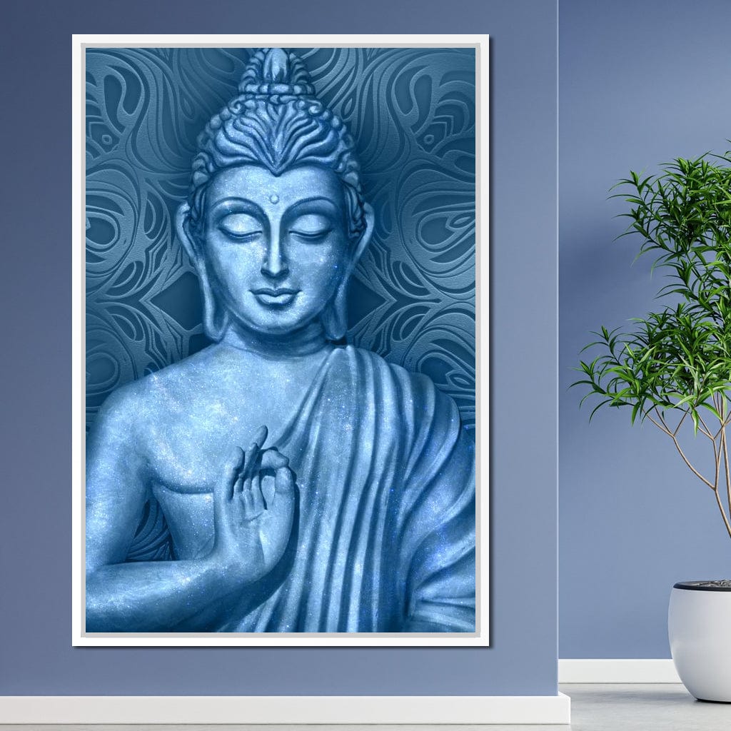Blue Meditating Buddha Canvas Wall Art