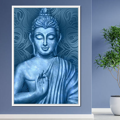 Blue Meditating Buddha Canvas Wall Art