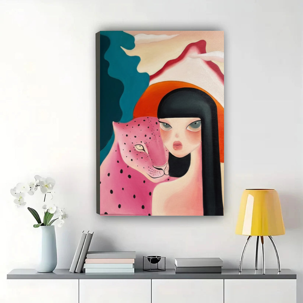 Pink Leopard Wall Art – Modern Woman Leopard Canvas Print