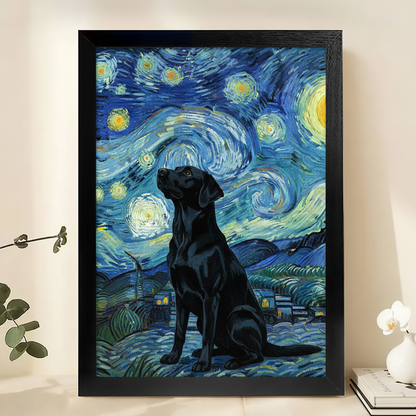 Starry Night Inspired Dog Canvas Art – Elegant Pet Wall Decor