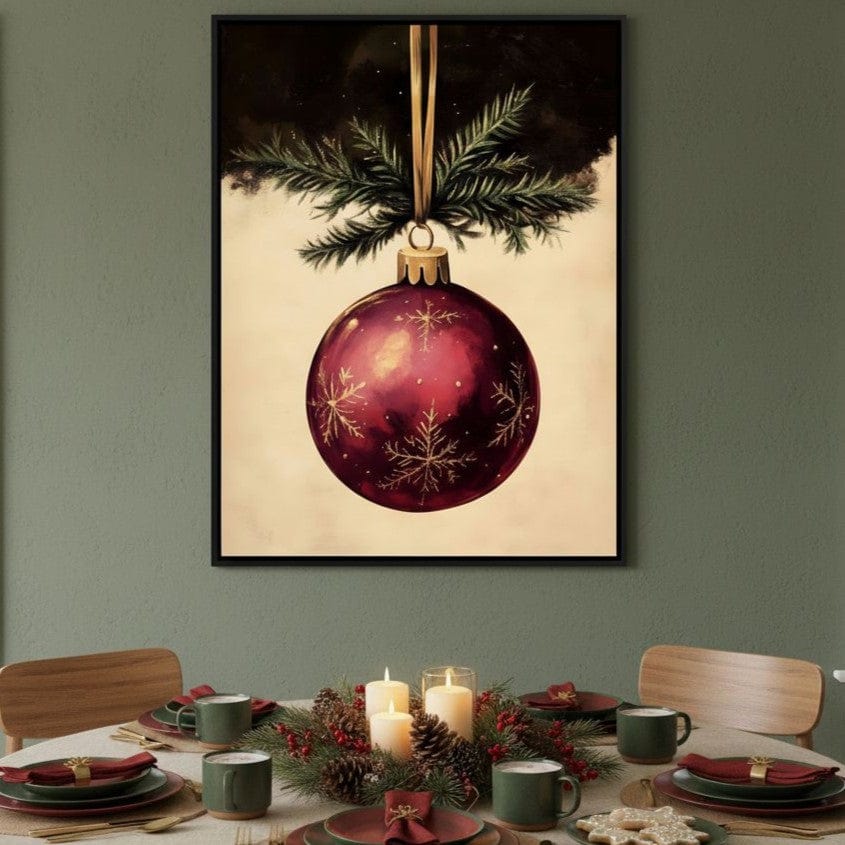 Golden Snowflake Ornament Cheer Canvas Wall Art