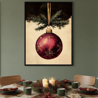 Golden Snowflake Ornament Cheer Canvas Wall Art