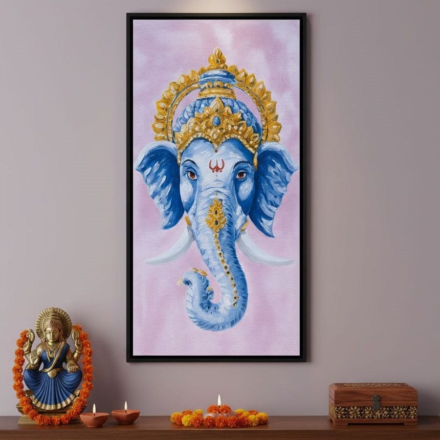 Sacred Blue Ganesha Majesty Canvas Wall Art