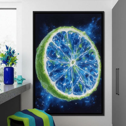 Galactic Lime Slice Radiance Canvas Wall Art