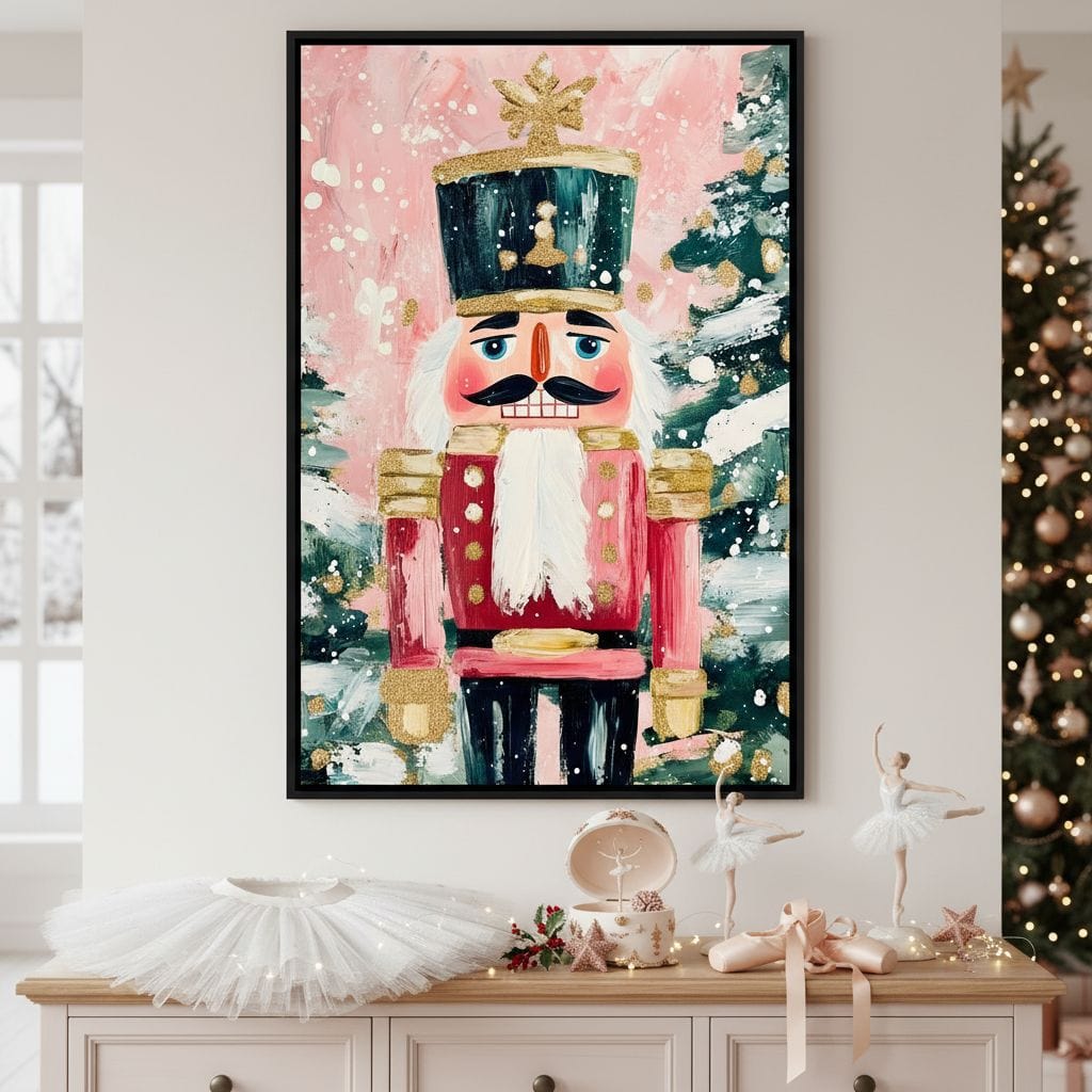 Festive Nutcracker Snow Parade Canvas Wall Art
