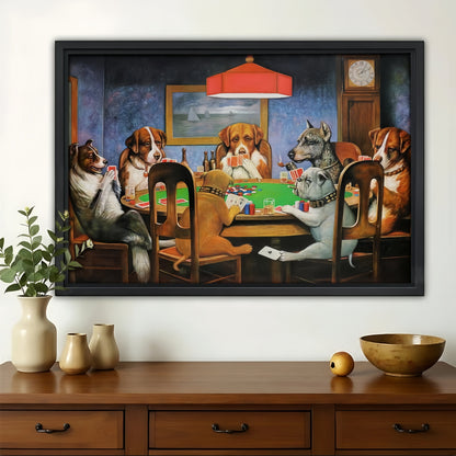 Dogs Playing Poker Canvas Art - Classic Game Room Wall Decor