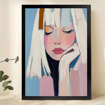 Abstract Woman Portrait Wall Art - Pastel Modern Painting Print