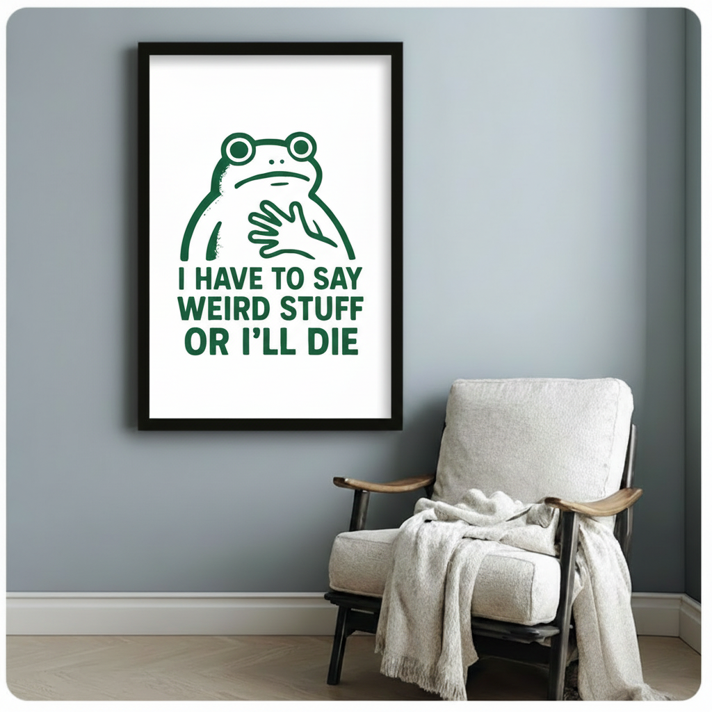 Funny Frog Weird Stuff Quote Canvas Wall Art
