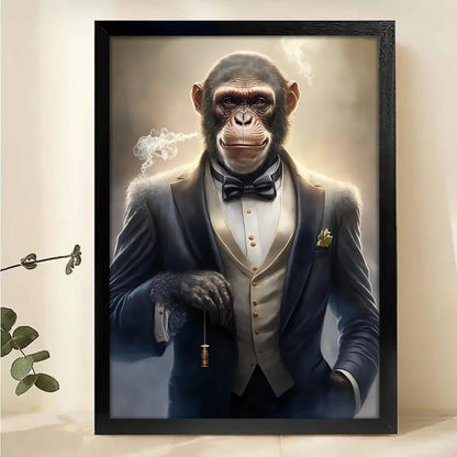 Sophisticated Chimp in Tuxedo Canvas Art - Gentleman Animal Portrait