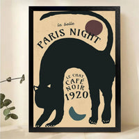 Paris Night Black Cat Café Noir 1920 Wall Art - Vintage French Poster Canvas Print